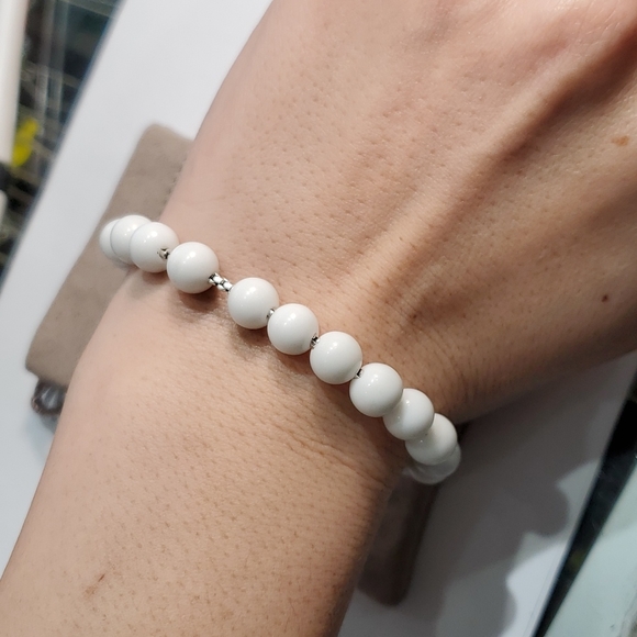 David Yurman White Agate 8mm Spiritual Beaded Bracelet Sterling Silver - Picture 6 of 8